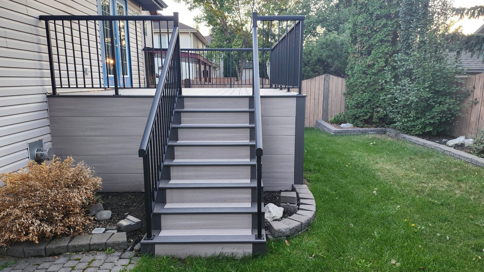 Raised Composite Deck with Metal Railing