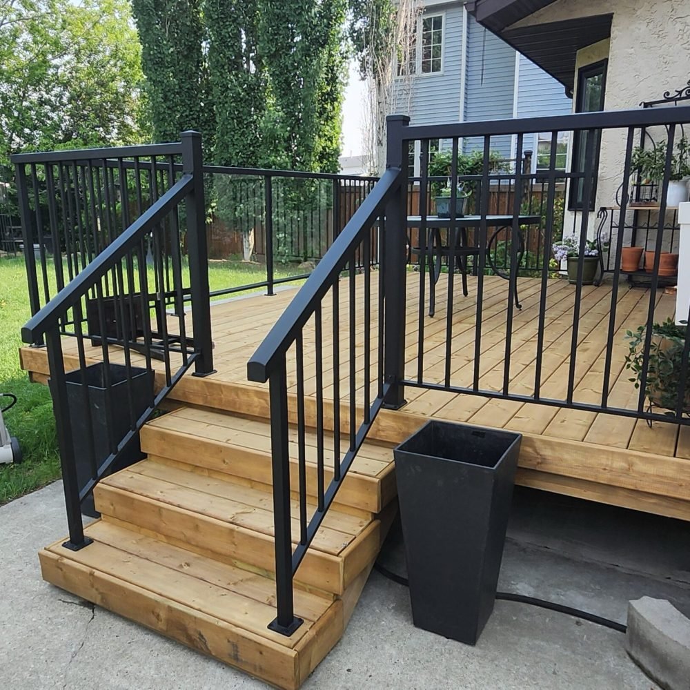 Deck railing built by Simply Decks in Alberta